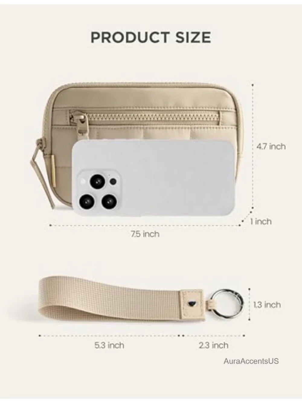 Quilted Zipper Wristlet Wallet with RFID Blocking, Small Card Holder